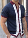 Color Block Men's Single-Breasted Casual Shirt - Modern Style & Comfort