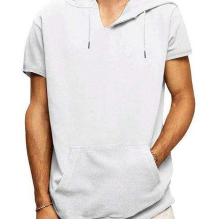 Men's Fashionable Lightweight Short Sleeve Hooded Sweatshirt for Spring and Summer