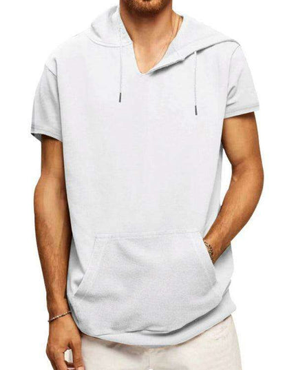 Men's Fashionable Lightweight Short Sleeve Hooded Sweatshirt for Spring and Summer