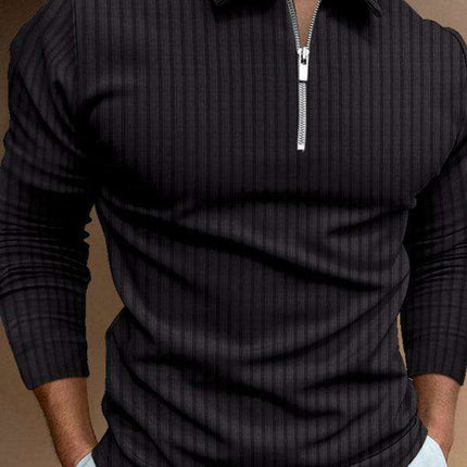 Zippered Striped Polo Shirt for Men: Effortless Style and Comfort