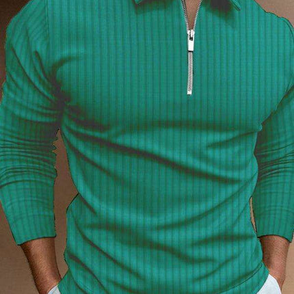 Zippered Striped Polo Shirt for Men: Effortless Style and Comfort
