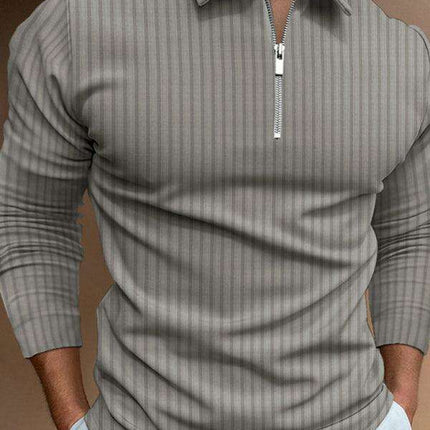 Zippered Striped Polo Shirt for Men: Effortless Style and Comfort