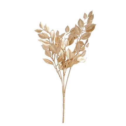 AliKopy 4-Pack Metallic Gold Artificial Ruscus Leaves - 14" Flexible F