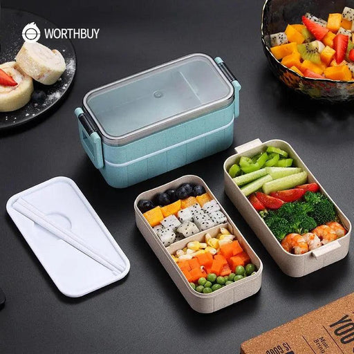 Eco-Friendly Wheat Straw Bento Box with Utensils: Sustainable Mealtime Companion