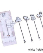 white fruit fork 4pc