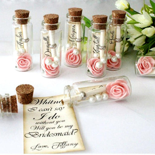 Elegant Mini Glass Bottles Set for Wedding Favours and Decor with Cork Stoppers
