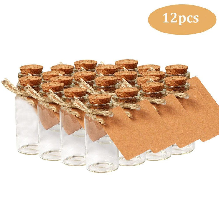 Elegant Mini Glass Bottle Set with Rustic Cork Lids for Event Decor and Favors
