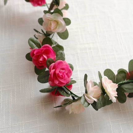 AliKopy 2 Pack 8ft Blush Fuchsia Silk Flower Garland with 45 Flower He