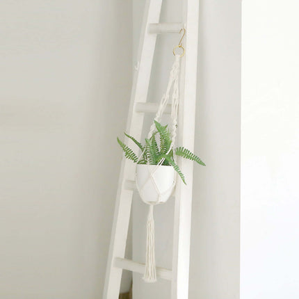 AliKopy 2-Pack Ivory Boho Hanging Planter Baskets - Cotton Rope, Tasse