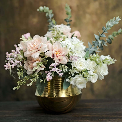 AliKopy 2-Pack Textured Metallic Gold Flower Pots - 6" Ceramic Planter