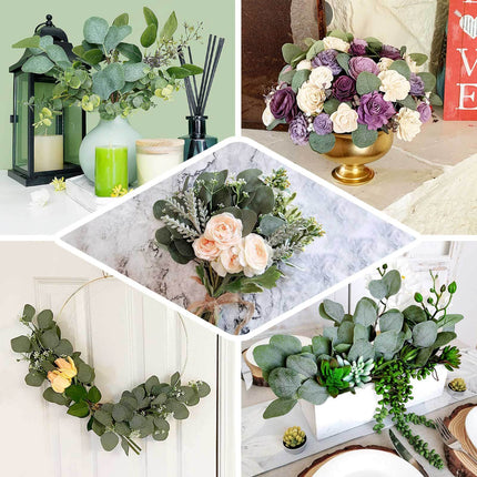 AliKopy 14 Stems Real Touch Eucalyptus Bouquet, 12" Faux Floral Arrang