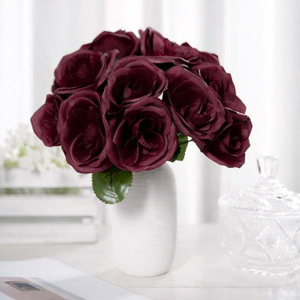AliKopy 12" Burgundy Velvet-Like Rose Bouquet - Realistic & Durable