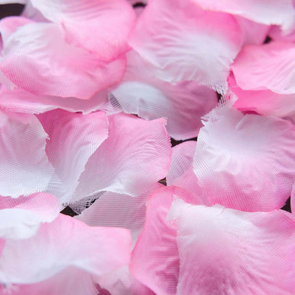 AliKopy 500-Pack Silk Rose Petals - White Pink Round Design, Table Dec