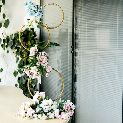 AliKopy 3ft Gold Metal Hoop Flower Stand - 4-Tier Wreath Centerpiece