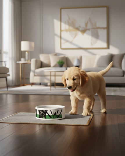 Chic Ceramic Pet Bowl with Adorable Paw Print Accent