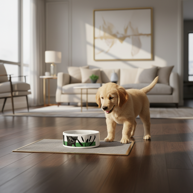 Chic Ceramic Pet Bowl with Adorable Paw Print Accent