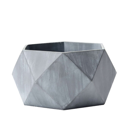 AliKopy Mini Cement Geometric Planter - 7" Gray Finish, Modern Design