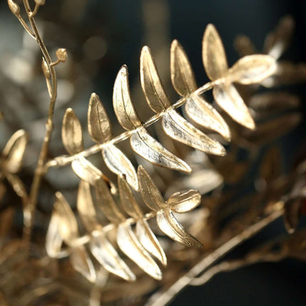 AliKopy 2-Pack Metallic Gold Artificial Fern Branches - 21" Decorative