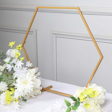 AliKopy Hexagon Wedding Arch Centerpiece - 21" Self-Standing Gold Stan