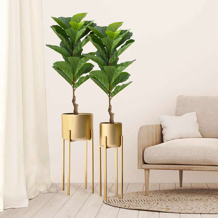 AliKopy 2 Pack 3ft Artificial Fiddle Leaf Fig Trees - Potted, Realisti