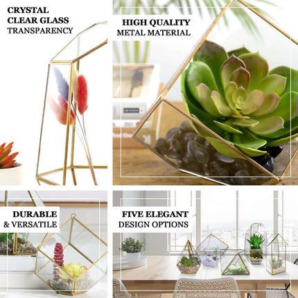AliKopy Glass Terrarium Hanging Lantern - Gold Metal Design, 11" for A
