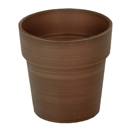 AliKopy 3-Pack Rustic Brown Small Flower Plant Pots - Durable Plastic,