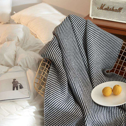 Chic Striped Acrylic Sofa Blanket for Ultimate Comfort