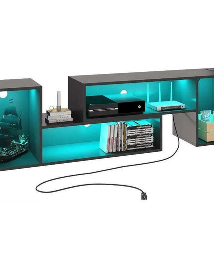 Versatile LED TV Stand with Customizable Ambiance and Organizational Solutions