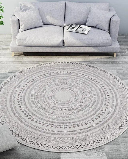 Elegant Round Moroccan-Style Polyester Area Carpet