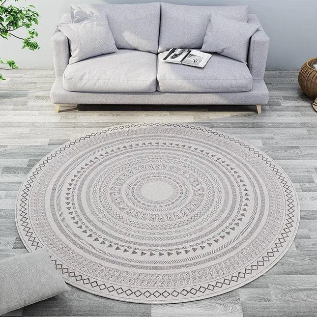 Elegant Round Moroccan-Style Polyester Area Carpet