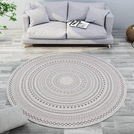 Elegant Round Moroccan Polyester Rug