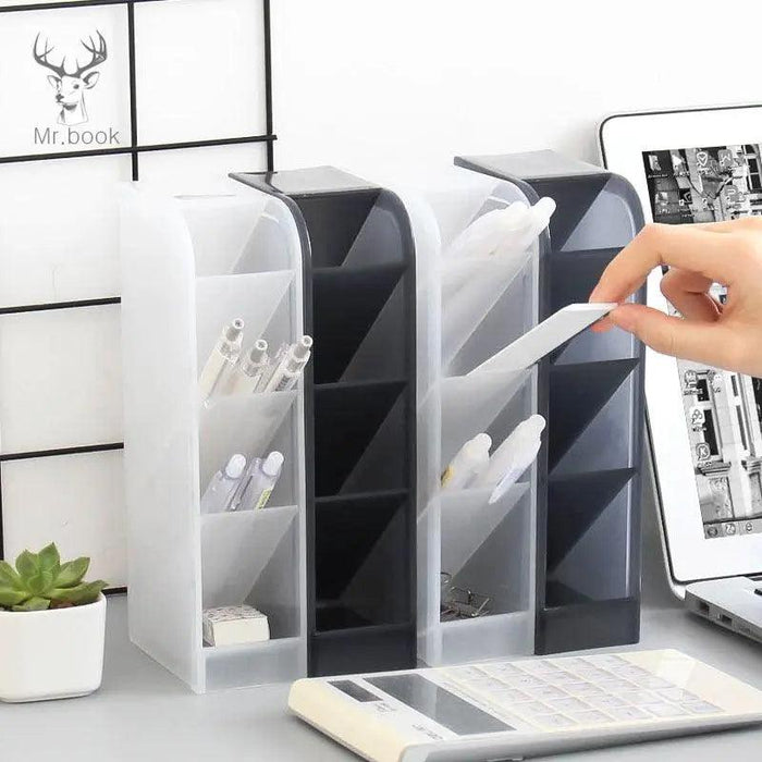 Efficient Desk Organizer: Multi-function 4 Grid Desktop Pen Holder - Declutter Your Workspace Now!