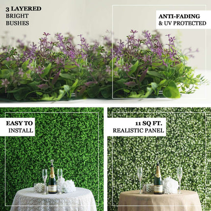 AliKopy 11 Sq Ft Green Boxwood Hedge Wall Mat - 4 Durable Panels