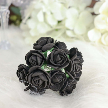 AliKopy 48 Black Real Touch Foam Roses - DIY Craft Flowers with Stem