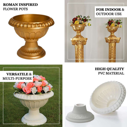 AliKopy 4 Pack 11" Off White Roman Inspired Pedestal Column Plant Stan