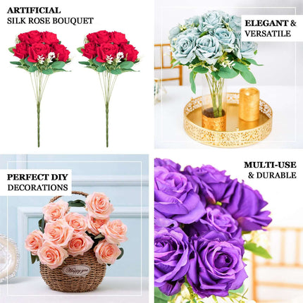 AliKopy 18" Real Touch Dusty Rose Artificial Flower Bouquet, Silk Stem