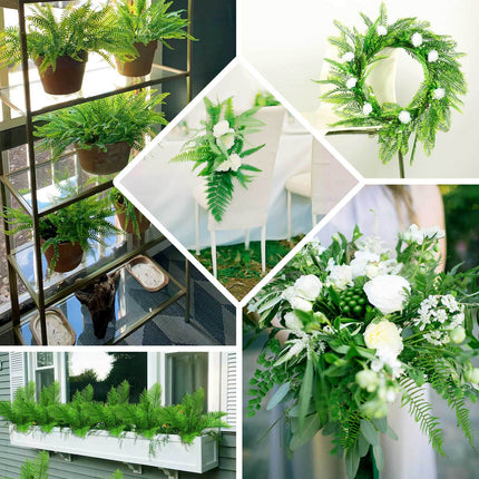 AliKopy 2 Stems Artificial Cycas Fern Leaves, Lush Indoor Faux Plants