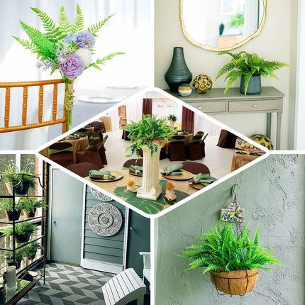 AliKopy 19" Green Artificial Boston Fern - Lifelike Indoor Faux Plant