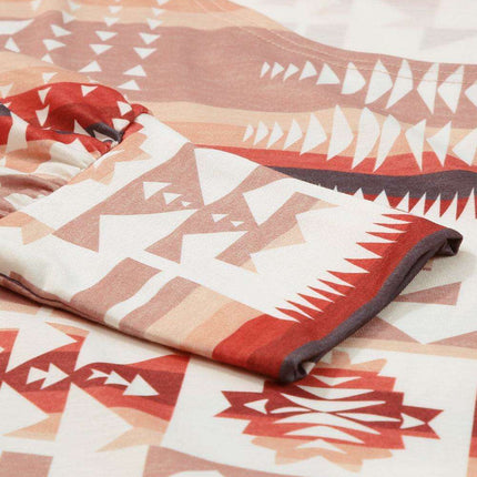 Chic Aztec-Inspired Lounge Set with Elegant Puff Sleeves & Adjustable Drawstring