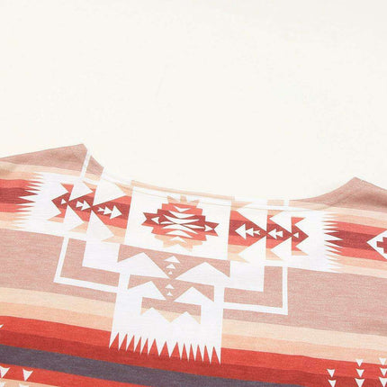 Chic Aztec-Inspired Lounge Set with Elegant Puff Sleeves & Adjustable Drawstring