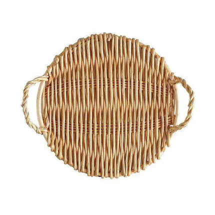 Sustainable Wicker Rattan Multi-Functional Storage Trays with Binaural Design