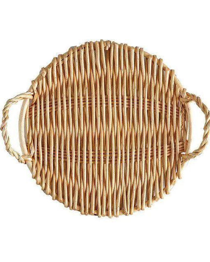 Sustainable Wicker Rattan Multi-Functional Storage Trays with Binaural Design