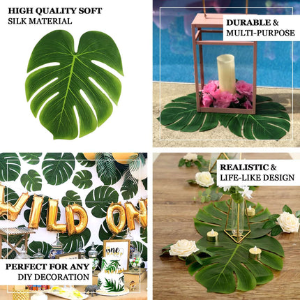 AliKopy 12-Pack Large Artificial Monstera Leaves - Tropical Table Deco