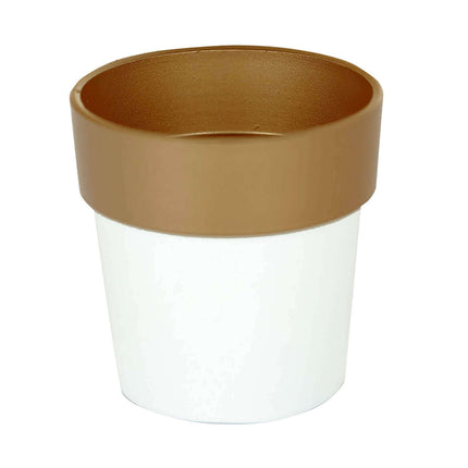 AliKopy 3-Pack Small White Flower Pots with Gold Rim - Decorative 3" P