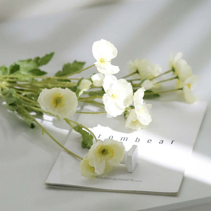 AliKopy 33" Ivory Silk Poppy Flower Bouquet - 2 Stems, Realistic Look