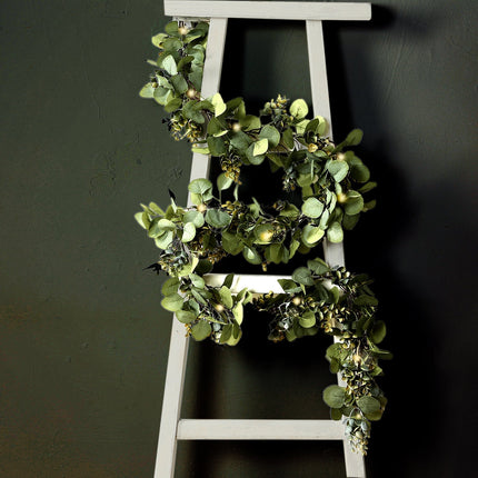 AliKopy 6.5ft Eucalyptus & Boxwood Garland with 20 LED Fairy Lights