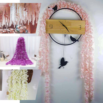 AliKopy 7ft Cream Silk Hydrangea Hanging Garland, Durable & Elegant