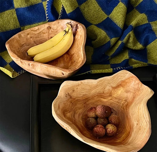 Handcrafted Rustic Wooden Basket for Fruits and Vegetables