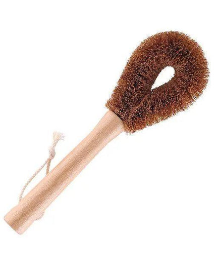 Sustainable Wooden Pot Scrubber Set with Coconut Palm Holder - Eco-Friendly Kitchen Cleaning Essential