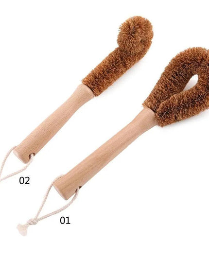 Sustainable Wooden Pot Scrubber Set with Coconut Palm Holder - Eco-Friendly Kitchen Cleaning Essential